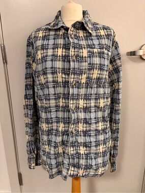 BDG Urban Outfitters Plaid Corduroy Button-Up Shirt – Blue/Cream